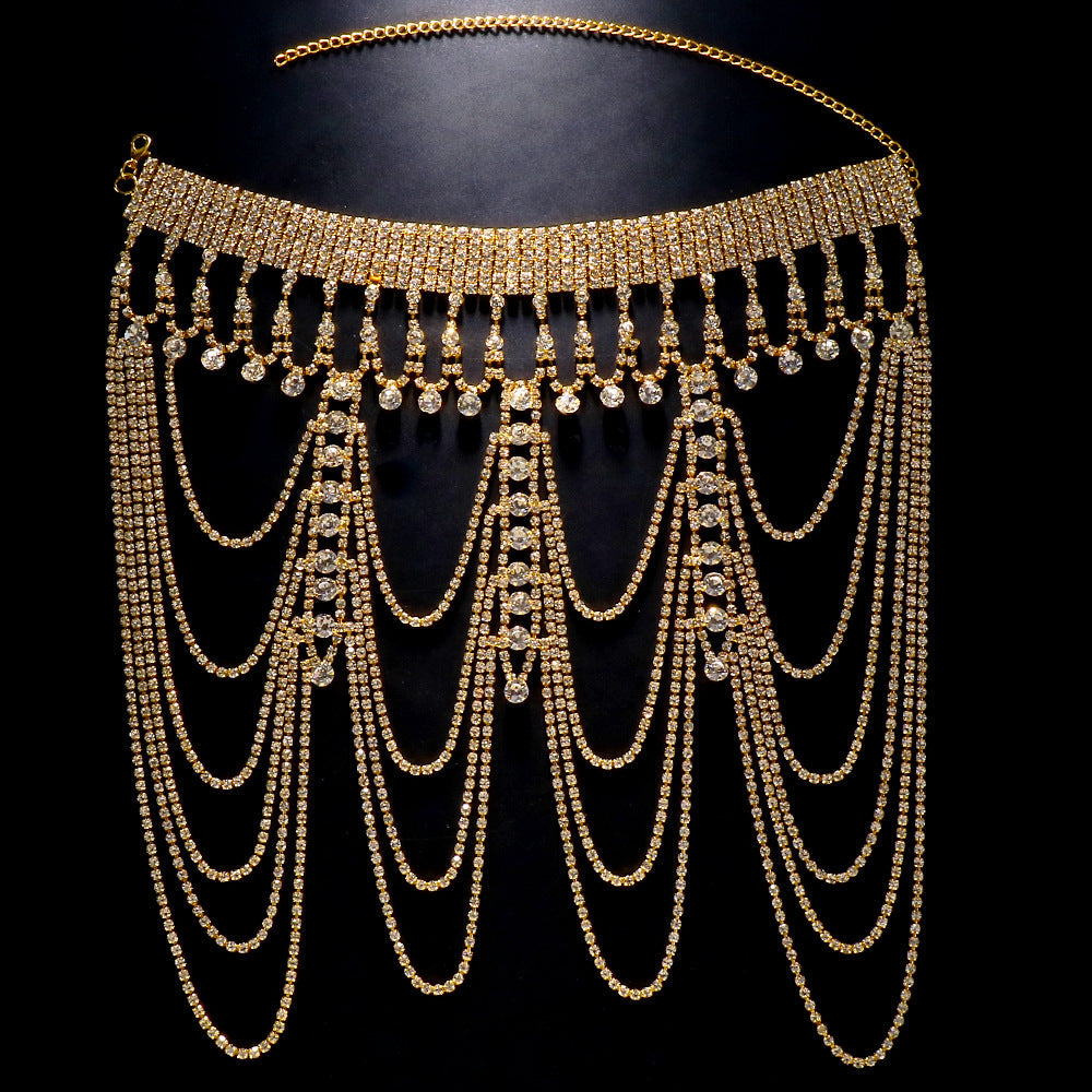 Rhinestone Tassel Shoulder Chain – Glam Dress Accessory