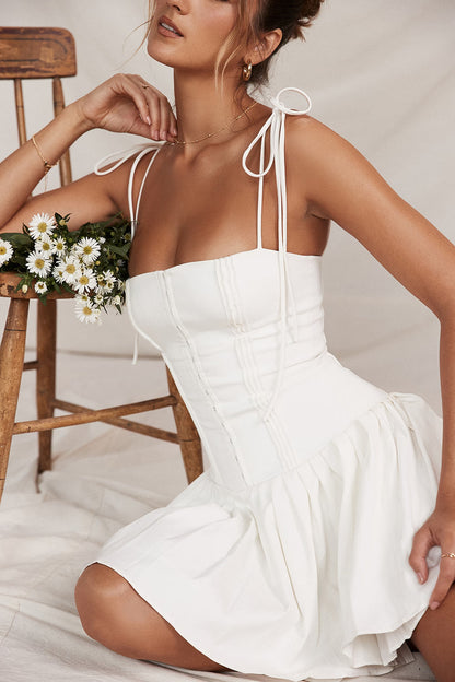 White Muse Pleated Mini Dress