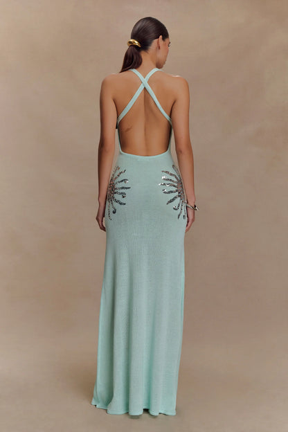 Azure Bloom Knit Gown