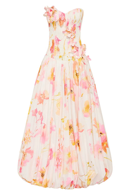 Golden Garden Strapless Gown