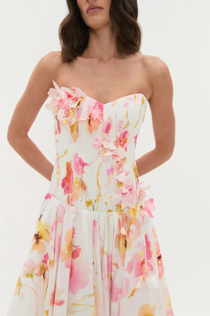 Golden Garden Strapless Gown
