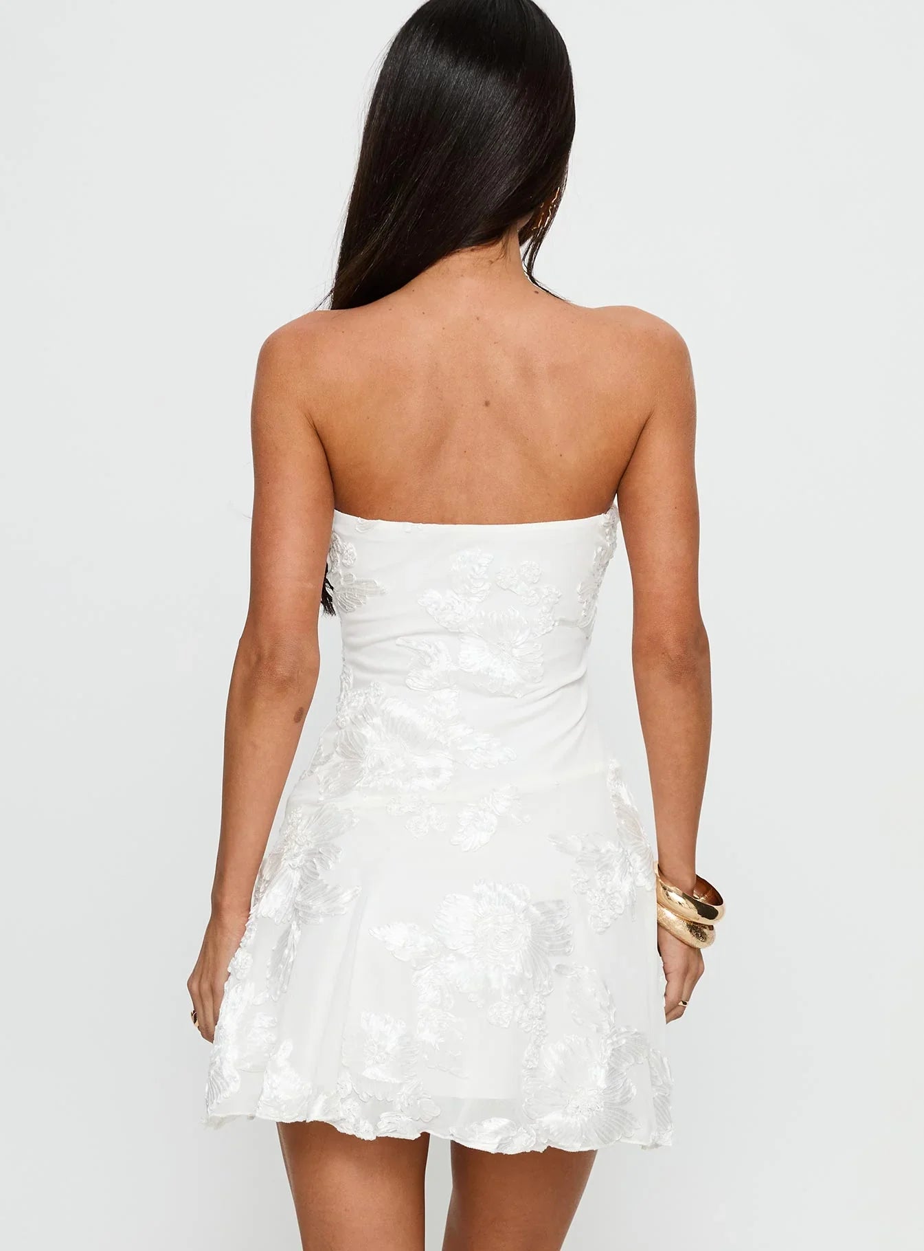 White Bloom Bandeau Mini Dress