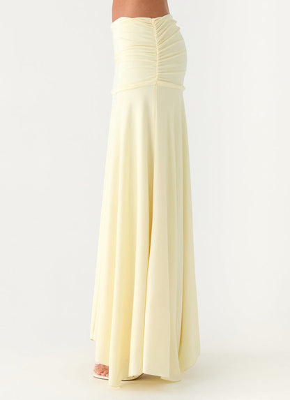 Liana Ruched Maxi Skirt - Yellow