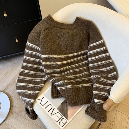 Buckled Up Striped Pullover Sweater – Retro Cozy Style