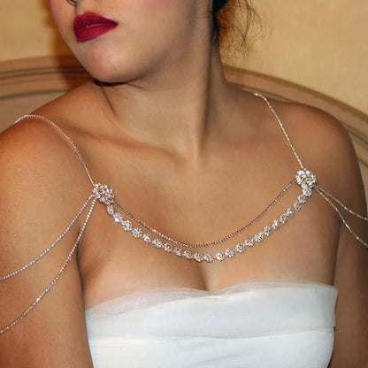 Rhinestone Tassel Shoulder Chain – Glam Dress Accessory