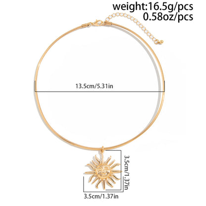 Soléa Vintage Sun Pendant Necklace